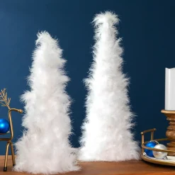 Online Layered Wispy Feather Cone Tree Christmas Decoration - 16