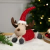 Best Laying Plush Moose Christmas Figure - 12" - Red and White Animals