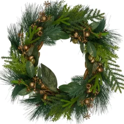Discount Leaves, Berry and Cedar Artificial Christmas Wreath - 20-Inch, Unlit Pre Decorated