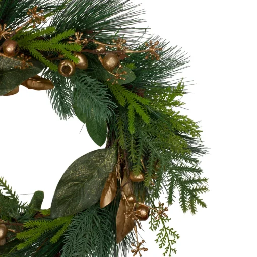 Discount Leaves, Berry and Cedar Artificial Christmas Wreath - 20-Inch, Unlit Pre Decorated