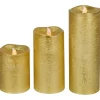Outlet LED Brushed Flameless Christmas Pillar Candles - 8" - Gold Finish - Set of 3 Flameless Candles