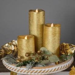 Outlet LED Brushed Flameless Christmas Pillar Candles - 8