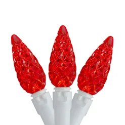 Hot LED C6 Faceted Christmas Lights - Red - 22.5' White Wire - 70ct C5 & C6 Lights