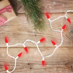 Hot LED C6 Faceted Christmas Lights - Red - 22.5' White Wire - 70ct C5 & C6 Lights