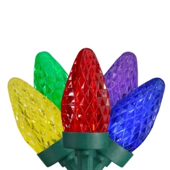 Clearance LED C7 Faceted Christmas Lights - Multi-Color - 20.25' Green Wire - 50ct C7 & C9 Lights