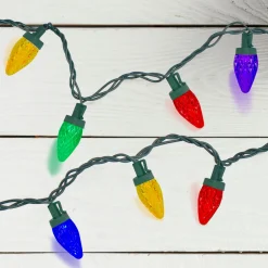 Clearance LED C7 Faceted Christmas Lights - Multi-Color - 20.25' Green Wire - 50ct C7 & C9 Lights