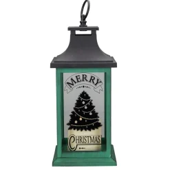 Sale LED Candle With Christmas Tree Lantern - 12" - Green and Black Candle Holders