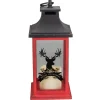 Outlet LED Candle with Deer "Merry Christmas" Lantern - 12" - Red and Black Lanterns