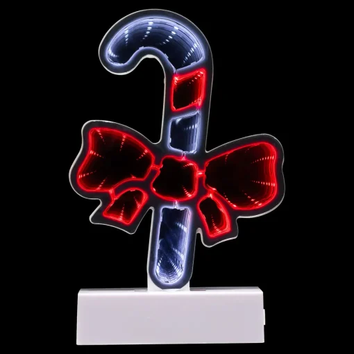 Outlet LED 3D Candy Cane with Bow Christmas Infinity Mirror - 8" Novelty
