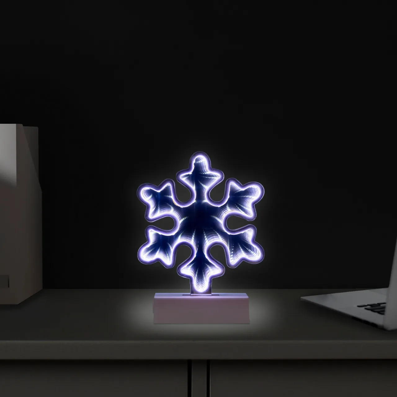 Outlet LED 3D Snowflake Christmas Infinity Mirror - 7.75" Novelty