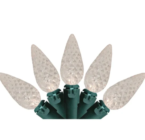 Best LED Faceted C6 Christmas Lights - Warm White - 23' Green Wire - 70ct C5 & C6 Lights