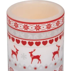 LED Flameless Flickering Nordic Reindeer Wax Pillar Christmas Candles - 6