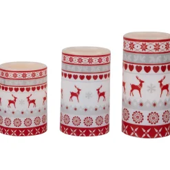 LED Flameless Flickering Nordic Reindeer Wax Pillar Christmas Candles - 6