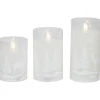 Best LED Flameless Flickering Snowy Woodland Glass Christmas Pillar Candles - 6" - Set of 3 Flameless Candles