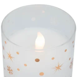 LED Flameless Flickering Woodland Glass Pillar Christmas Candles - 6