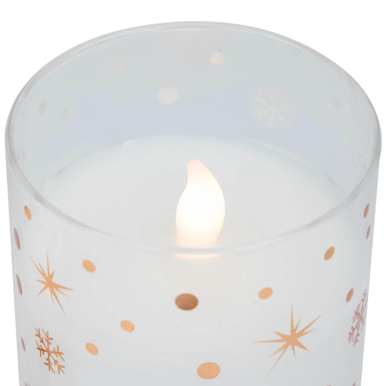 LED Flameless Flickering Woodland Glass Pillar Christmas Candles - 6" - Set of 3 Flameless Candles