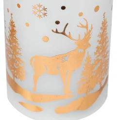 LED Flameless Flickering Woodland Glass Pillar Christmas Candles - 6