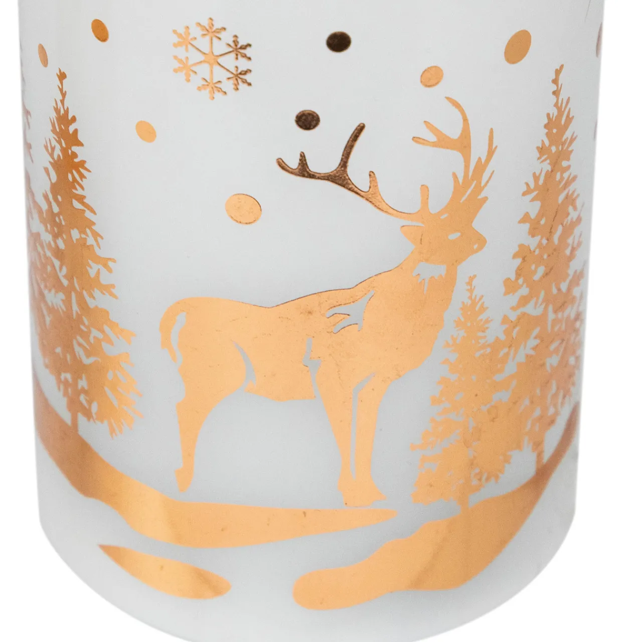 LED Flameless Flickering Woodland Glass Pillar Christmas Candles - 6" - Set of 3 Flameless Candles