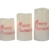 Online LED Flameless Frosted "Merry Christmas" Wax Pillar Candles - 6" - Set of 3 Flameless Candles