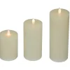 Hot LED Flickering Flameless Pillar Candles - 8.75" - Cream - Set of 3 Flameless Candles