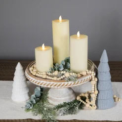 Hot LED Flickering Flameless Pillar Candles - 8.75" - Cream - Set of 3 Flameless Candles