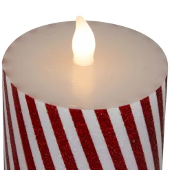 Outlet LED Flickering Flameless Candy Cane Striped Christmas Wax Pillar Candles - 6