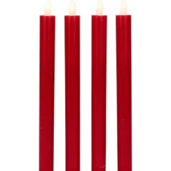 LED Flickering Flameless Taper Christmas Candles - 9.75" - Red - Set of 4 Flameless Candles
