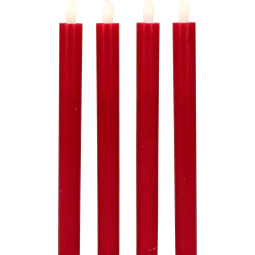 LED Flickering Flameless Taper Christmas Candles - 9.75" - Red - Set of 4 Flameless Candles