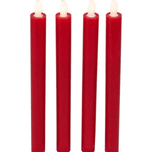 LED Flickering Flameless Taper Christmas Candles - 9.75" - Red - Set of 4 Flameless Candles