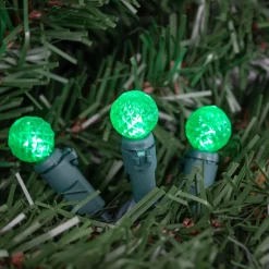 Hot LED G12 Berry Christmas Lights - Green - 16' Green Wire - 50 ct Globes