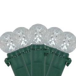 Online LED G12 Berry Christmas Lights - Pure White - 16' Green Wire - 50 ct Globes
