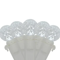 Best LED G12 Berry Christmas Lights - Pure White - 16' White Wire - 50 ct Globes