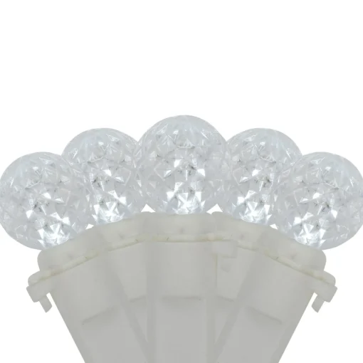 Best LED G12 Berry Christmas Lights - Pure White - 16' White Wire - 50 ct Globes