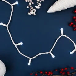 Best LED G12 Berry Christmas Lights - Pure White - 16' White Wire - 50 ct Globes