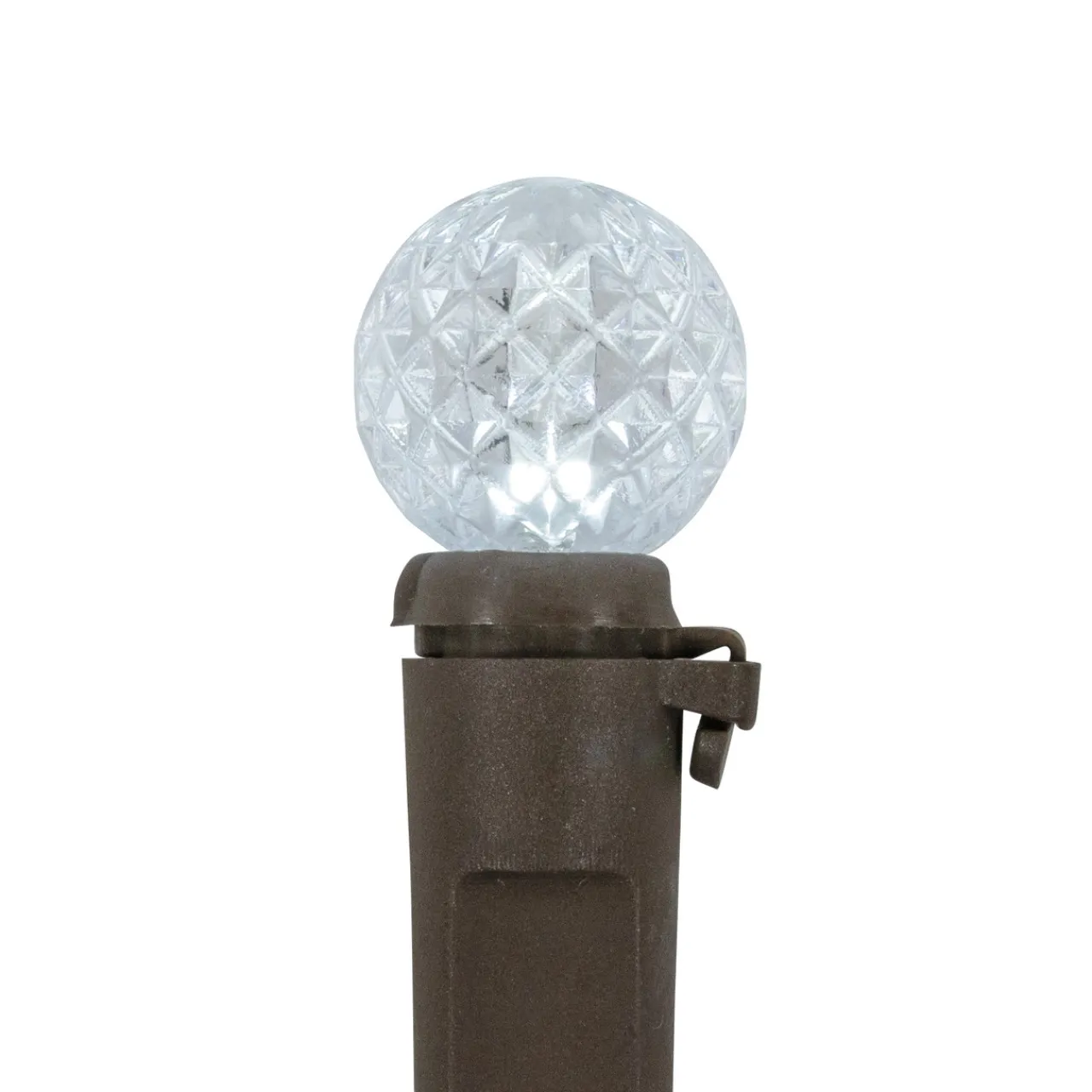 Clearance LED G12 Berry Christmas Lights - Pure White - 16' Brown Wire - 50 ct Globes