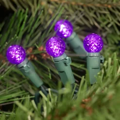 Outlet LED G12 Berry Christmas Lights - Purple - 16' Green Wire - 50 ct Globes