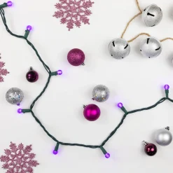 Outlet LED G12 Berry Christmas Lights - Purple - 16' Green Wire - 50 ct Globes