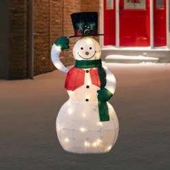 LED Lighted and Animated Tipping Hat Snowman Christmas Figure - 36" Snowmen