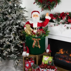 Online LED Lighted and Animated Gift Bag with Santa Claus Christmas Figure - 32" Santa Claus
