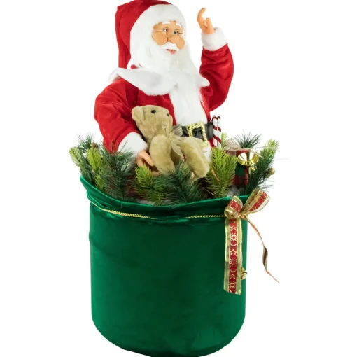 Online LED Lighted and Animated Gift Bag with Santa Claus Christmas Figure - 32" Santa Claus