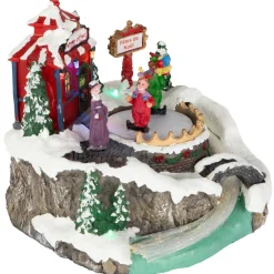 Clearance LED Lighted and Animated Christmas Scene Village Display Decoration - 7.75