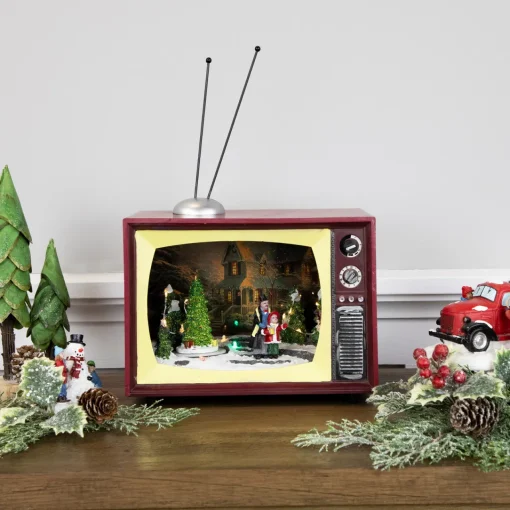 Outlet LED Lighted Animated and Musical TV Scene Christmas Display - 9.25" Animated & Musical