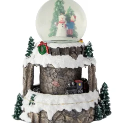 Sale LED Lighted Animated and Musical Christmas Snowman and Train Snow Globe - 9.25" Snow Globes