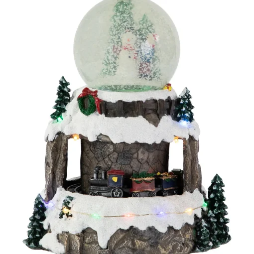 Sale LED Lighted Animated and Musical Christmas Snowman and Train Snow Globe - 9.25" Snow Globes