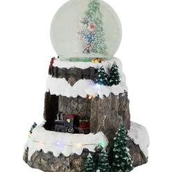 Sale LED Lighted Animated and Musical Christmas Snowman and Train Snow Globe - 9.25