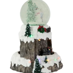Sale LED Lighted Animated and Musical Christmas Snowman and Train Snow Globe - 9.25