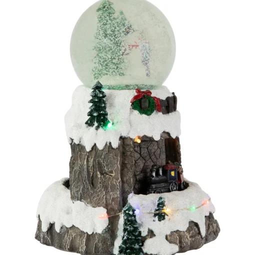 Sale LED Lighted Animated and Musical Christmas Snowman and Train Snow Globe - 9.25" Snow Globes