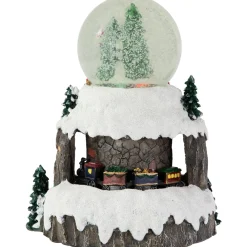 Sale LED Lighted Animated and Musical Christmas Snowman and Train Snow Globe - 9.25