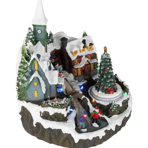 Discount LED Lighted Animated and Musical Christmas Village Display Decoration - 9.25" Building Sets