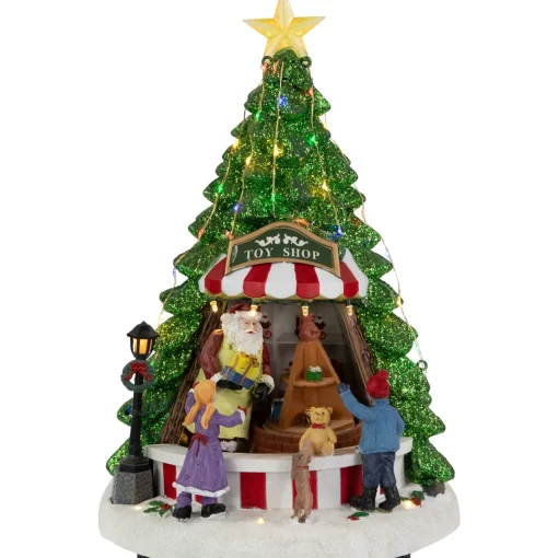 Online LED Lighted Animated and Musical Santa's Toy Shop Christmas Village Display - 13" Animated & Musical
